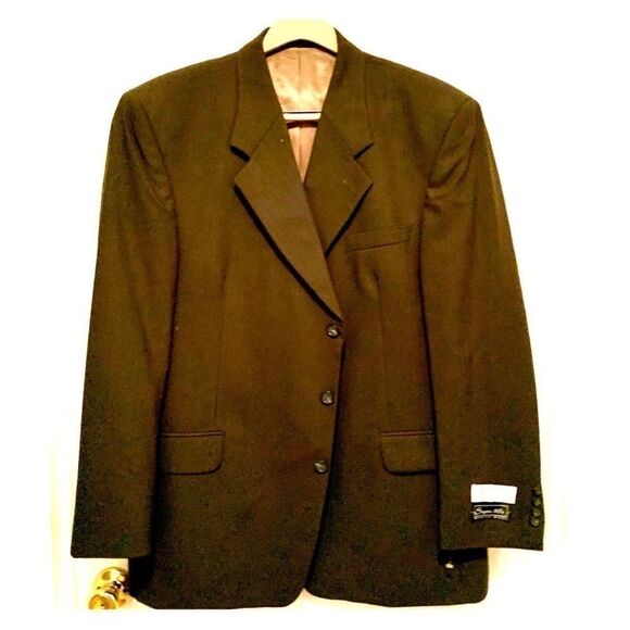 Olive Worsted Wool Blazer 46 R - Picture 1 of 3